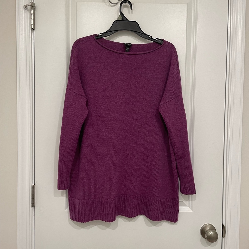 Eileen Fisher Merino Wool Women's Purple Tunic Sweater